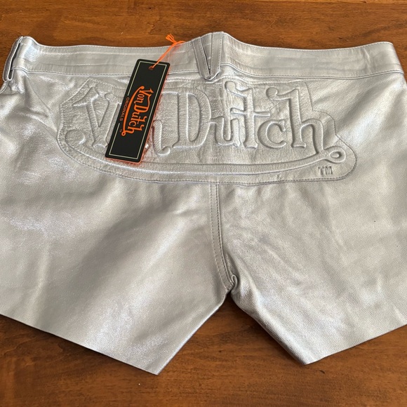 Von Dutch Pants - Von Dutch Silver Metallic Jean-Style Shorts New with tags